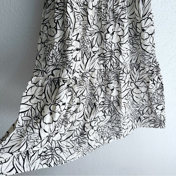 Brixton Indo Linen Swing Tiered Midi Dress Floral Sz Small Ivory - Picture 5 of 7